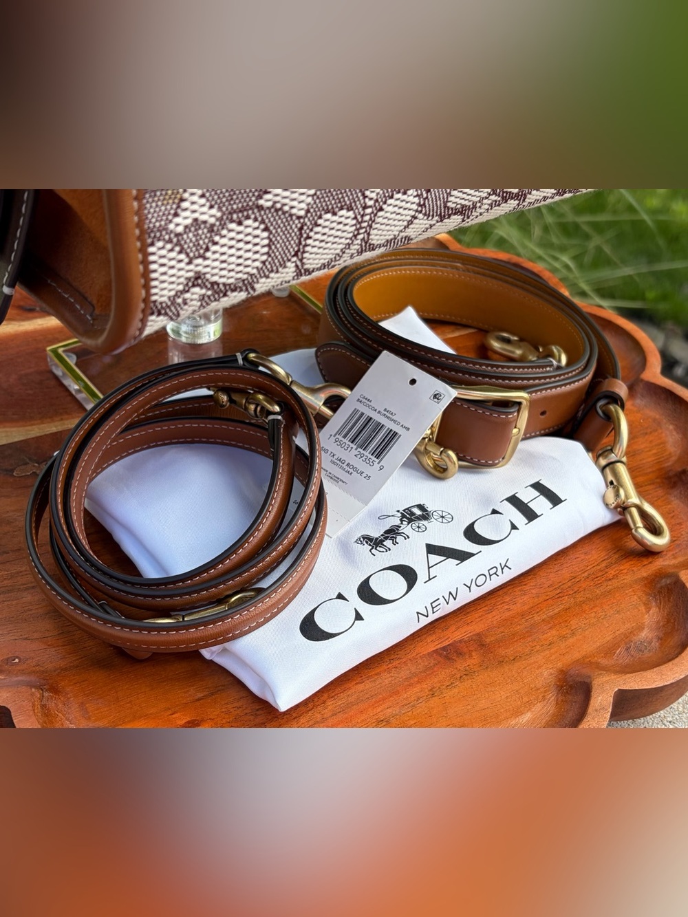 Coach Rogue 25 Signature Textile Jacquard Coco Amber Leather C6444 NWT - Picture 5 of 17